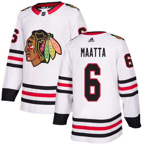 Adidas Blackhawks #6 Olli Maatta White Road Authentic Stitched Youth NHL Jersey